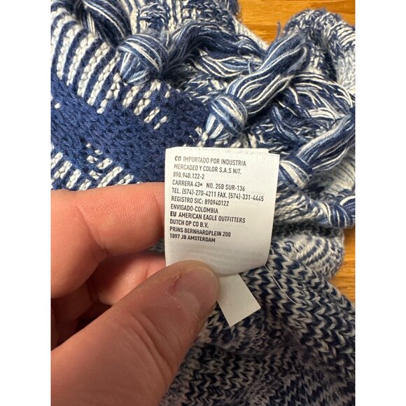 American Eagle Fringe Cardigan Sweater Boho Tribal Open Front Aztec Blanket Sz S - Picture 9 of 11